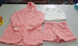 3pcs Womens Clothing Long Sleeve Crop Tank Top And Drawstring Shorts Pajama Set - MISSCLAUS