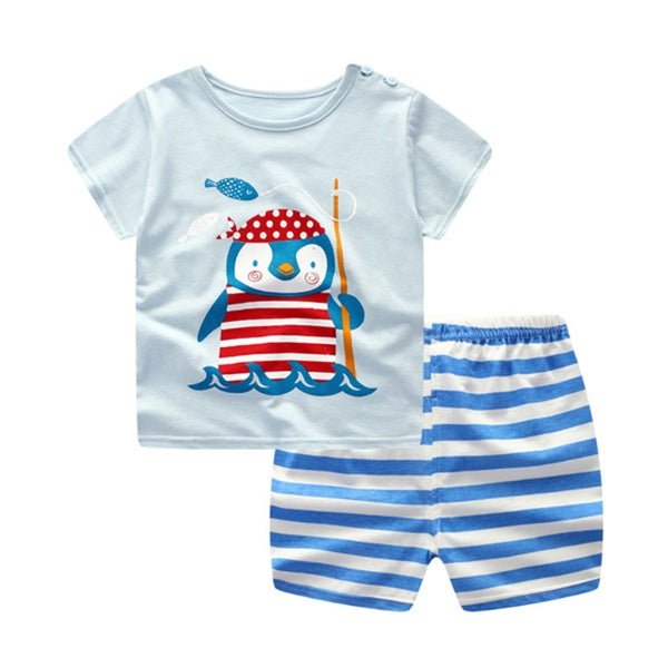 Cartoon Clothing Baby Boy Summer Clothes T-shirt Baby Girl Casual Clothing Sets - MISSCLAUS