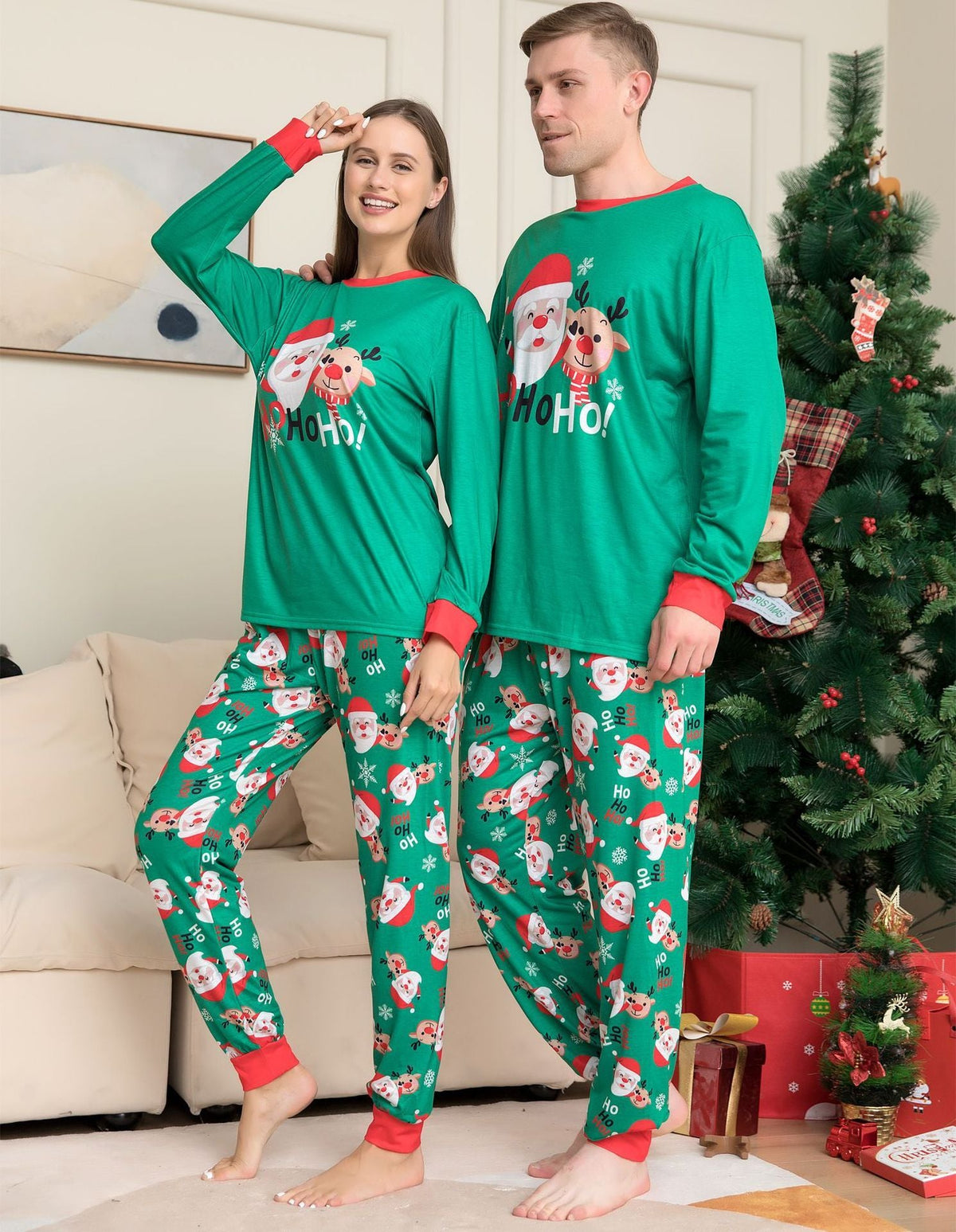 Christmas Pajamas For Family Matching Family Christmas PJs Sets Santa Claus Printed Top Sleepwear - MISSCLAUS