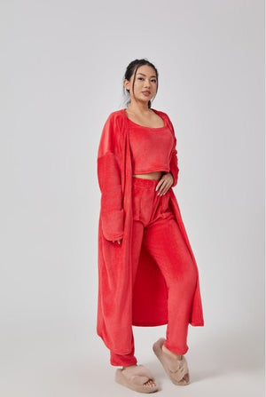 Cozy Pajama Set, 3 Piece Lounge Set, Cute Loungewear, Warm Suit Sets, Matching Set, Lounge Set, 3 Piece Pant Sets, Women Winter Dress - MISSCLAUS
