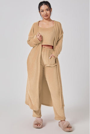 Cozy Pajama Set, 3 Piece Lounge Set, Cute Loungewear, Warm Suit Sets, Matching Set, Lounge Set, 3 Piece Pant Sets, Women Winter Dress - MISSCLAUS
