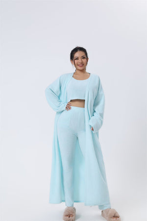 Cozy Pajama Set, 3 Piece Lounge Set, Cute Loungewear, Warm Suit Sets, Matching Set, Lounge Set, 3 Piece Pant Sets, Women Winter Dress - MISSCLAUS