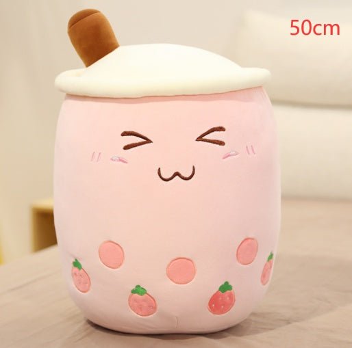Cute Fruit Drink Plush Stuffed Soft Strawberry Milk Tea Plush Boba Tea Cup Toy Bubble Tea Pillow Cushion Kids Gift - MISSCLAUS