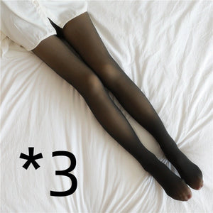 Fake Translucent Plus Size Leggings Fleece Lined Tights Fall And Winter Warm Fleece Pantyhose Women Fleece Lined Pantyhose Thermal Winter Tights - MISSCLAUS