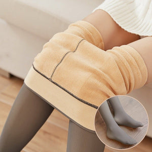 Fake Translucent Plus Size Leggings Fleece Lined Tights Fall And Winter Warm Fleece Pantyhose Women Fleece Lined Pantyhose Thermal Winter Tights - MISSCLAUS