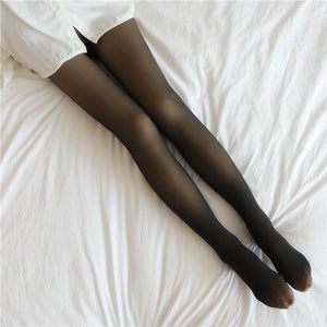 Fake Translucent Plus Size Leggings Fleece Lined Tights Fall And Winter Warm Fleece Pantyhose Women Fleece Lined Pantyhose Thermal Winter Tights - MISSCLAUS