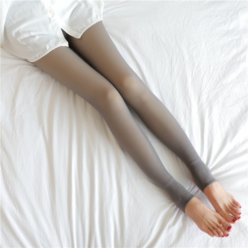 Fake Translucent Plus Size Leggings Fleece Lined Tights Fall And Winter Warm Fleece Pantyhose Women Fleece Lined Pantyhose Thermal Winter Tights - MISSCLAUS