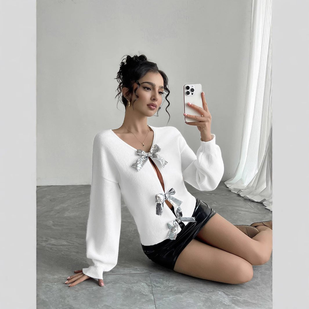 Fashion Bowknot European And American Women&#39;s Sweater - MISSCLAUS