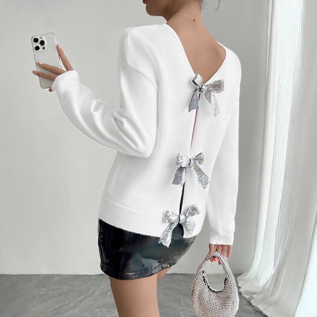 Fashion Bowknot European And American Women&#39;s Sweater - MISSCLAUS
