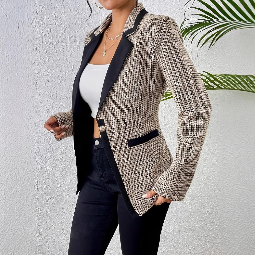 Graceful And Fashionable Houndstooth Color Matching Plaid Graceful Suit Jacket - MISSCLAUS