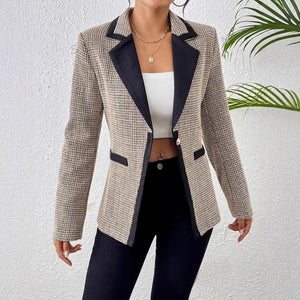 Graceful And Fashionable Houndstooth Color Matching Plaid Graceful Suit Jacket - MISSCLAUS