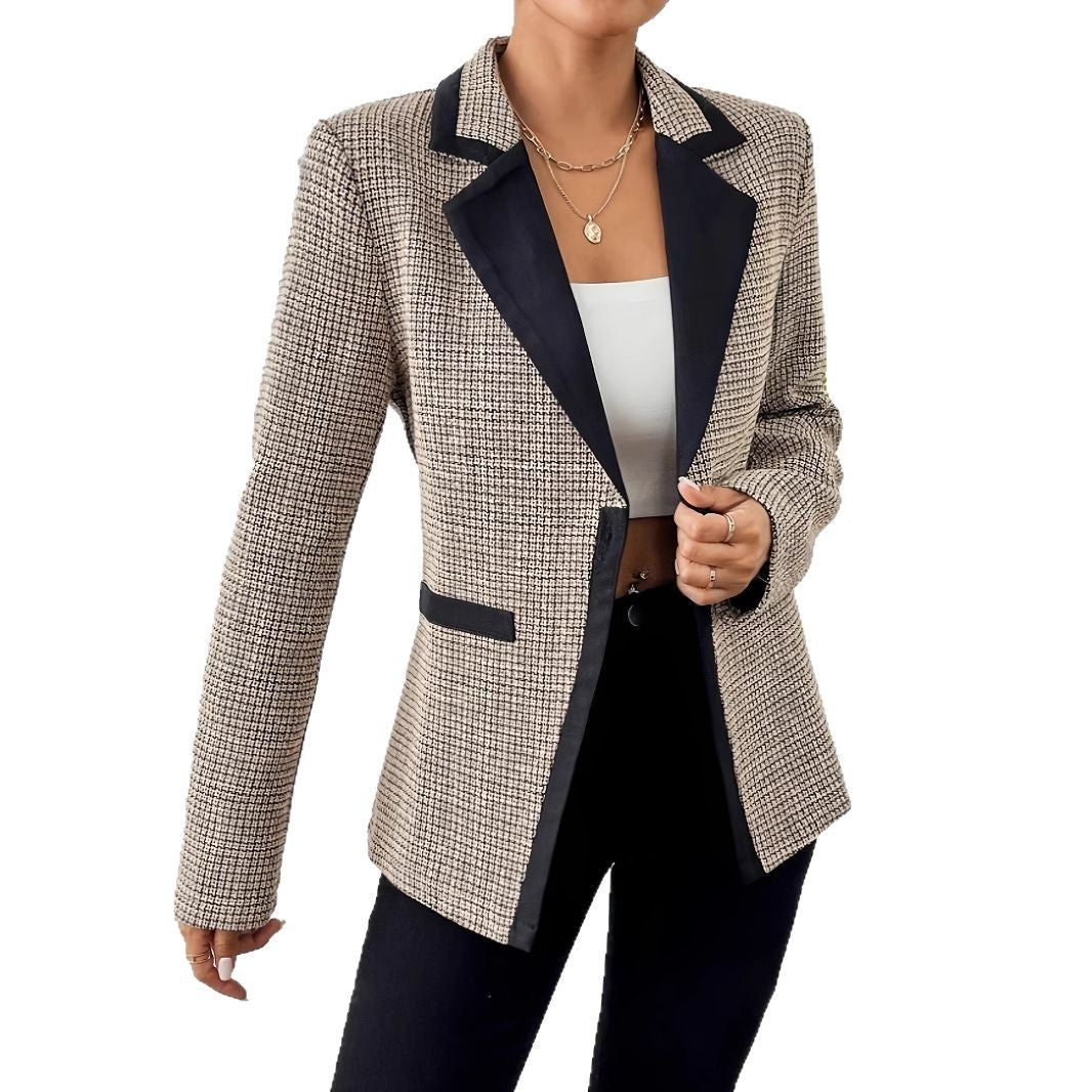 Graceful And Fashionable Houndstooth Color Matching Plaid Graceful Suit Jacket - MISSCLAUS