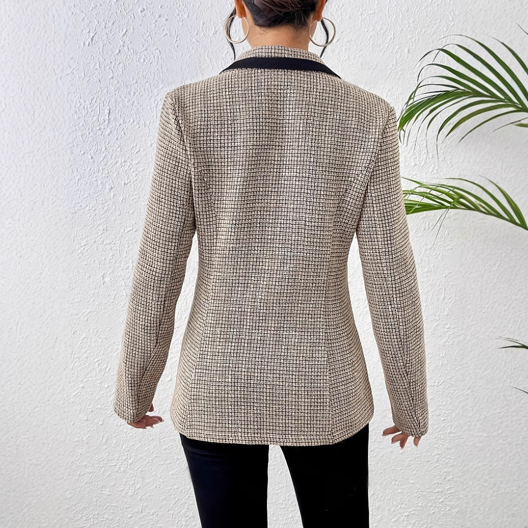 Graceful And Fashionable Houndstooth Color Matching Plaid Graceful Suit Jacket - MISSCLAUS