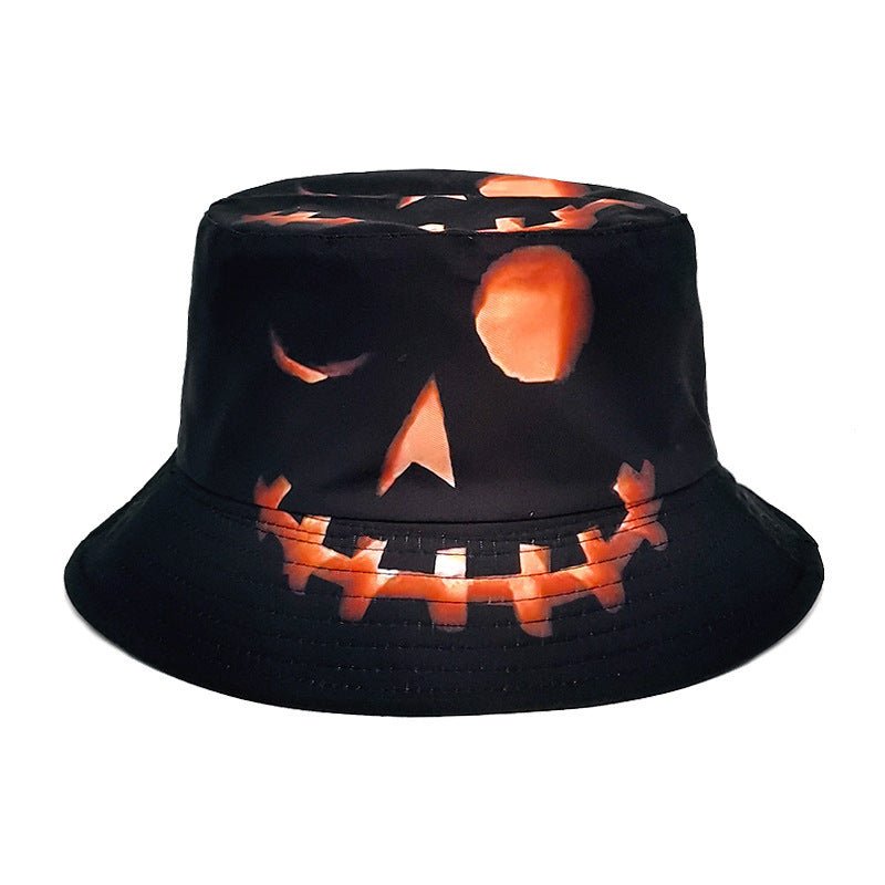 Halloween Hats Creative Cartoon Pumpkin Grimace Printed Sun - shade Fisherman Hat - MISSCLAUS