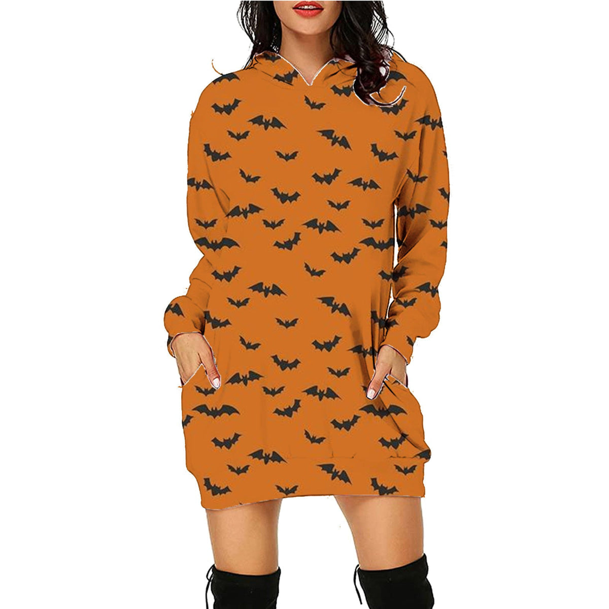 Halloween Print Long Hoodie With Pockets Sweater Long Sleeve Clothes Women - MISSCLAUS