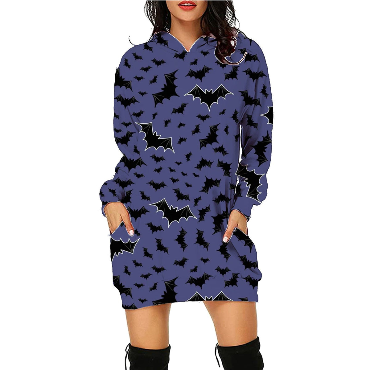 Halloween Print Long Hoodie With Pockets Sweater Long Sleeve Clothes Women - MISSCLAUS