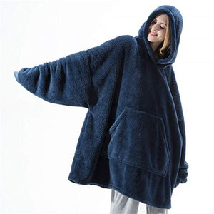 Hoodie Sweatshirt With Big Pocket Tops Sweater Comfortable Loose Double - Sided Fleece Thicker Wearable Blanket - MISSCLAUS