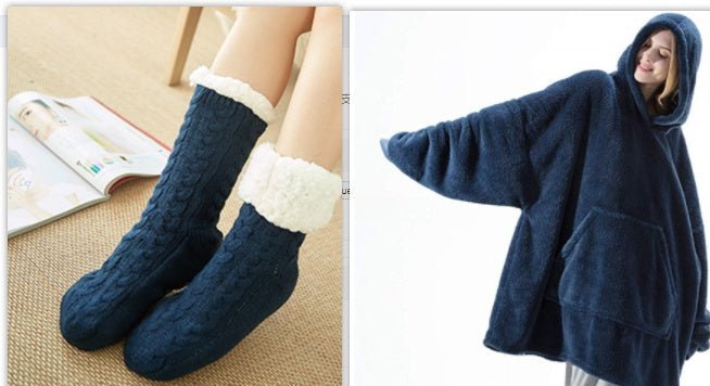 Hoodie Sweatshirt With Big Pocket Tops Sweater Comfortable Loose Double - Sided Fleece Thicker Wearable Blanket - MISSCLAUS