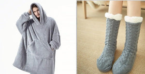 Hoodie Sweatshirt With Big Pocket Tops Sweater Comfortable Loose Double - Sided Fleece Thicker Wearable Blanket - MISSCLAUS