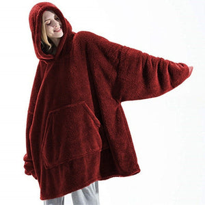 Hoodie Sweatshirt With Big Pocket Tops Sweater Comfortable Loose Double - Sided Fleece Thicker Wearable Blanket - MISSCLAUS