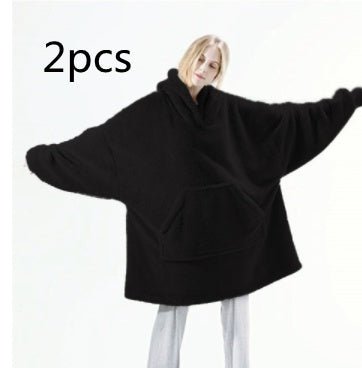 Hoodie Sweatshirt With Big Pocket Tops Sweater Comfortable Loose Double - Sided Fleece Thicker Wearable Blanket - MISSCLAUS