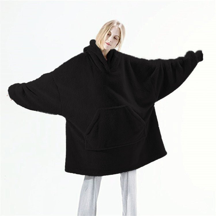 Hoodie Sweatshirt With Big Pocket Tops Sweater Comfortable Loose Double - Sided Fleece Thicker Wearable Blanket - MISSCLAUS