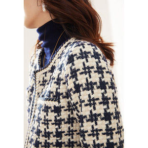 Houndstooth Small Fragrance Jacket Women Clothing - MISSCLAUS