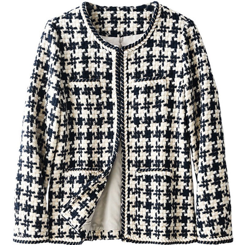 Houndstooth Small Fragrance Jacket Women Clothing - MISSCLAUS