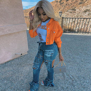 Jacket Women Streetwear Denim Jacket Women Outwear Bodycon Jeans Jackets Women Coat Casual Ladies Cropped Jackets - MISSCLAUS