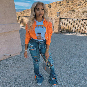 Jacket Women Streetwear Denim Jacket Women Outwear Bodycon Jeans Jackets Women Coat Casual Ladies Cropped Jackets - MISSCLAUS
