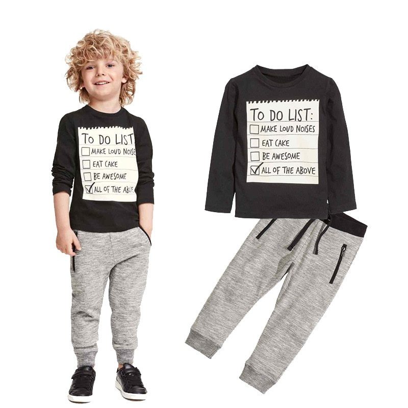 Kids Boys Clothing Set Baby Boy Casual Clothes Spring Autumn Ccotton Long Sleeves T-shirt Pants 2pcs Suit For 3 - 7 Years - MISSCLAUS
