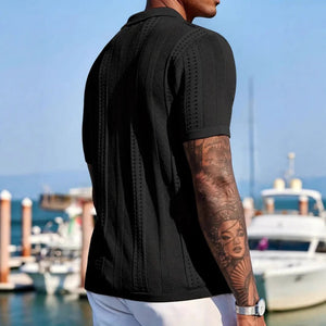 Knitted Cardigan Solid Color Breathable Men's Short - sleeved Shirt - MISSCLAUS