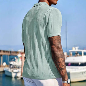Knitted Cardigan Solid Color Breathable Men's Short - sleeved Shirt - MISSCLAUS