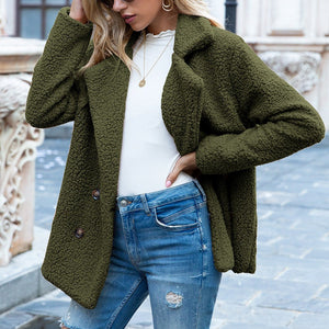 Loose Lapel Fluffy Coat Winter Button Jacket Cardigan Outwear For Women Clothing - MISSCLAUS