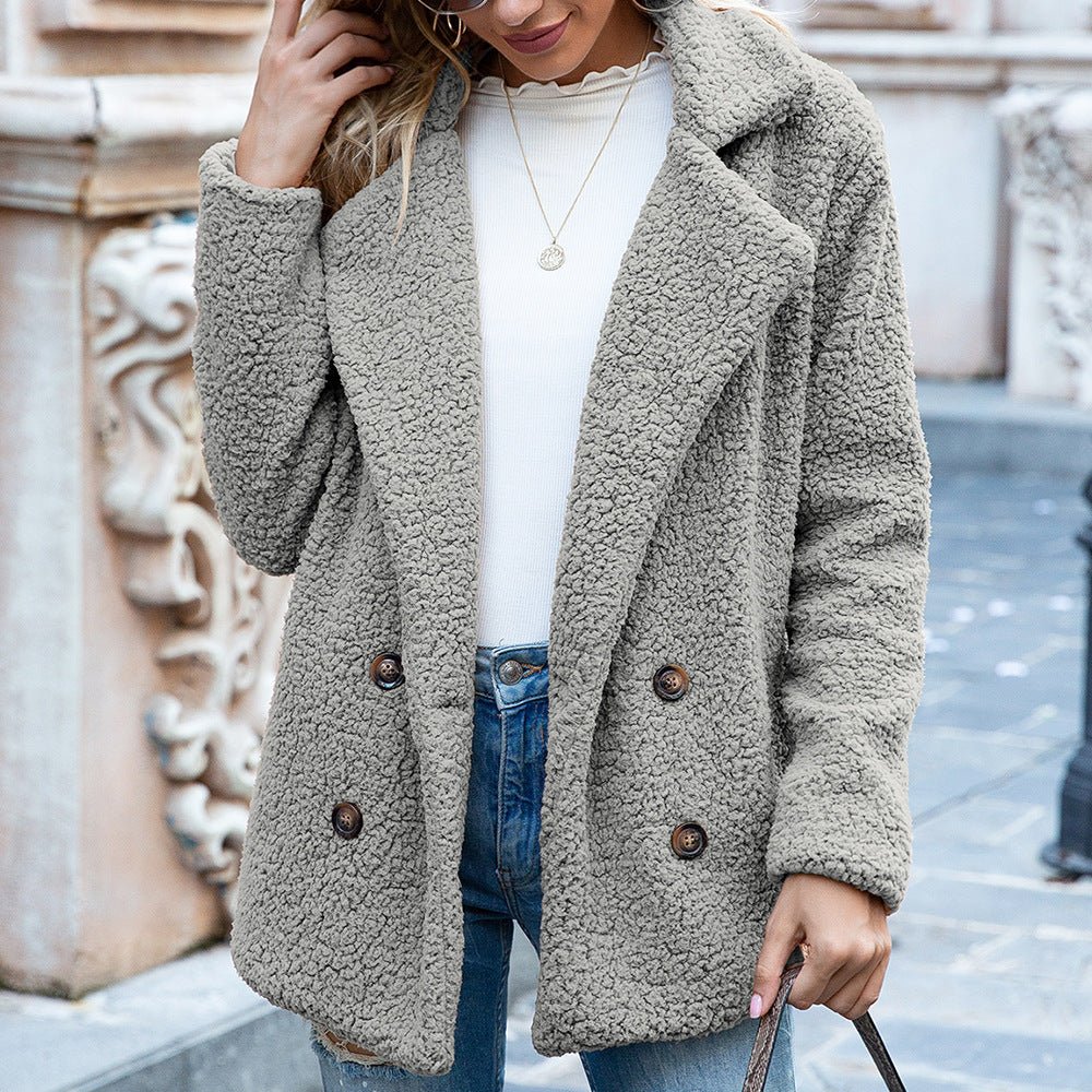 Loose Lapel Fluffy Coat Winter Button Jacket Cardigan Outwear For Women Clothing - MISSCLAUS
