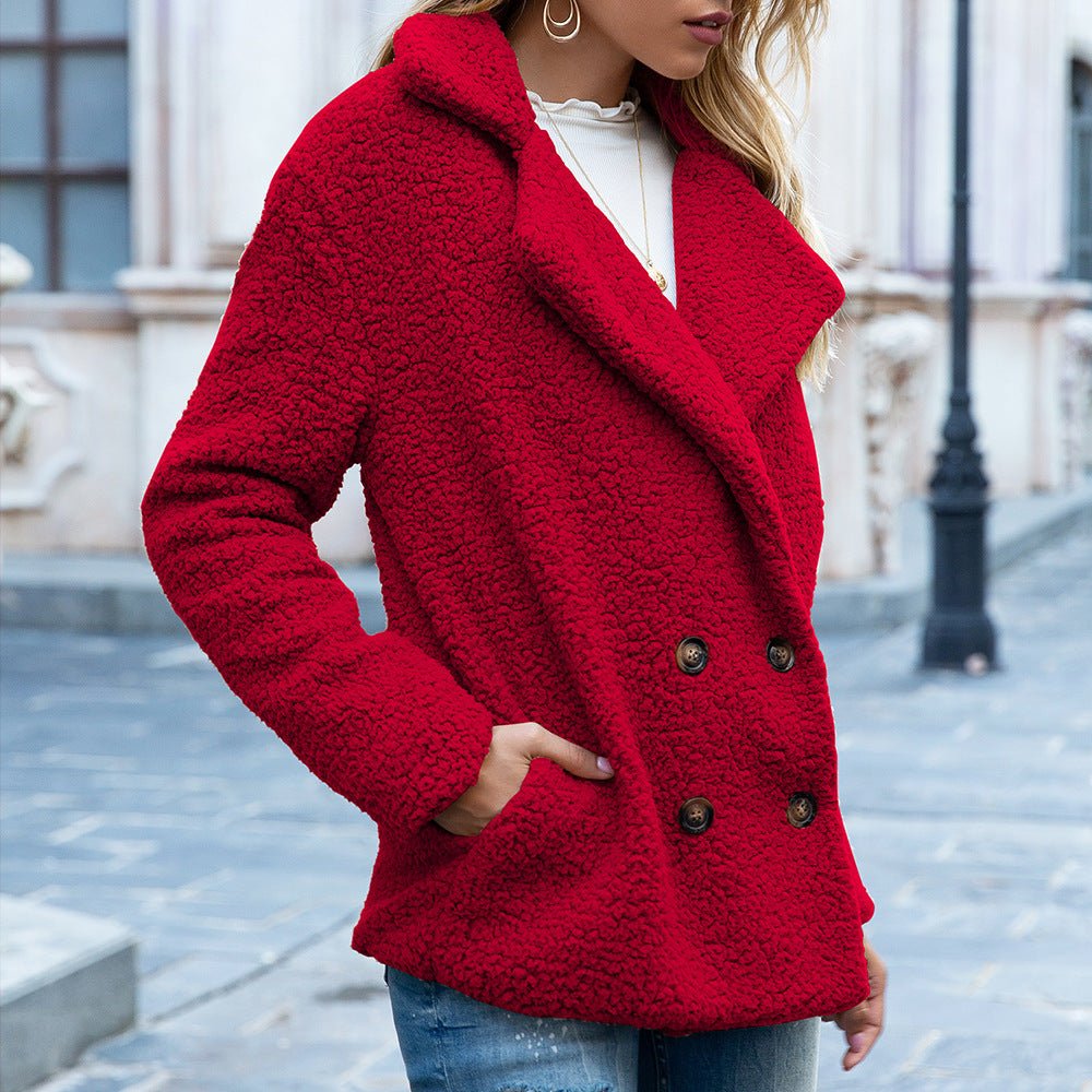 Loose Lapel Fluffy Coat Winter Button Jacket Cardigan Outwear For Women Clothing - MISSCLAUS