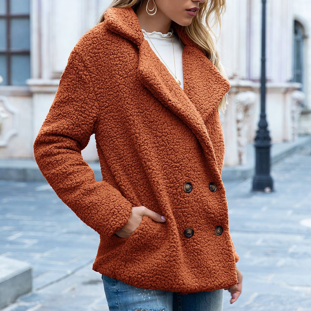 Loose Lapel Fluffy Coat Winter Button Jacket Cardigan Outwear For Women Clothing - MISSCLAUS