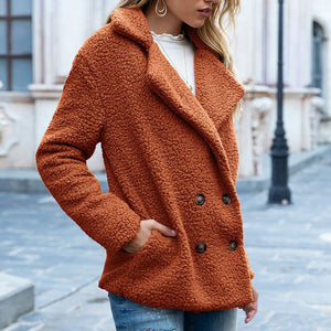 Loose Lapel Fluffy Coat Winter Button Jacket Cardigan Outwear For Women Clothing - MISSCLAUS