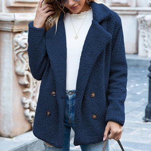 Loose Lapel Fluffy Coat Winter Button Jacket Cardigan Outwear For Women Clothing - MISSCLAUS