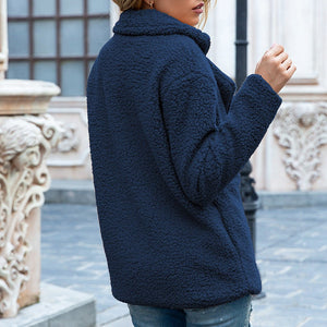 Loose Lapel Fluffy Coat Winter Button Jacket Cardigan Outwear For Women Clothing - MISSCLAUS