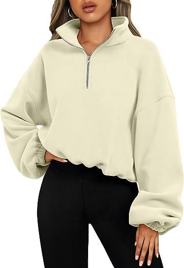 Loose Sport Pullover Hoodie Women Winter Solid Color Zipper Stand Collar Sweatshirt Thick Warm Clothing - MISSCLAUS