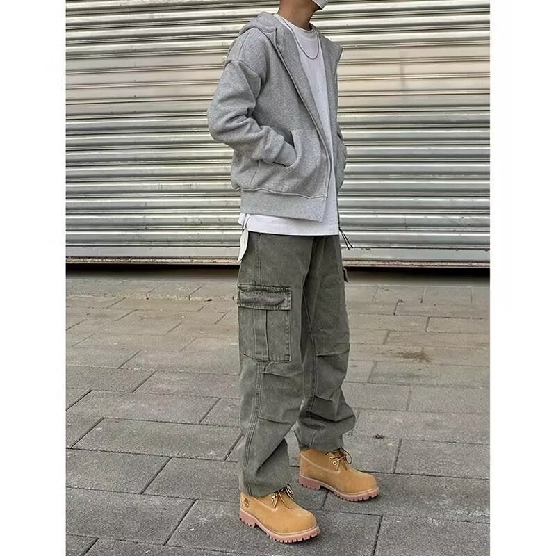 Loose Straight Heavy Stone Washed Retro Casual Denim Trousers - MISSCLAUS