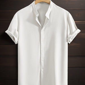 Men's Casual Breathable Polyester Fiber Stand Collar Shirt - MISSCLAUS
