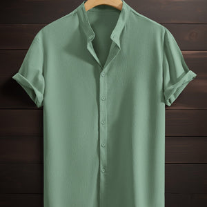 Men's Casual Breathable Polyester Fiber Stand Collar Shirt - MISSCLAUS