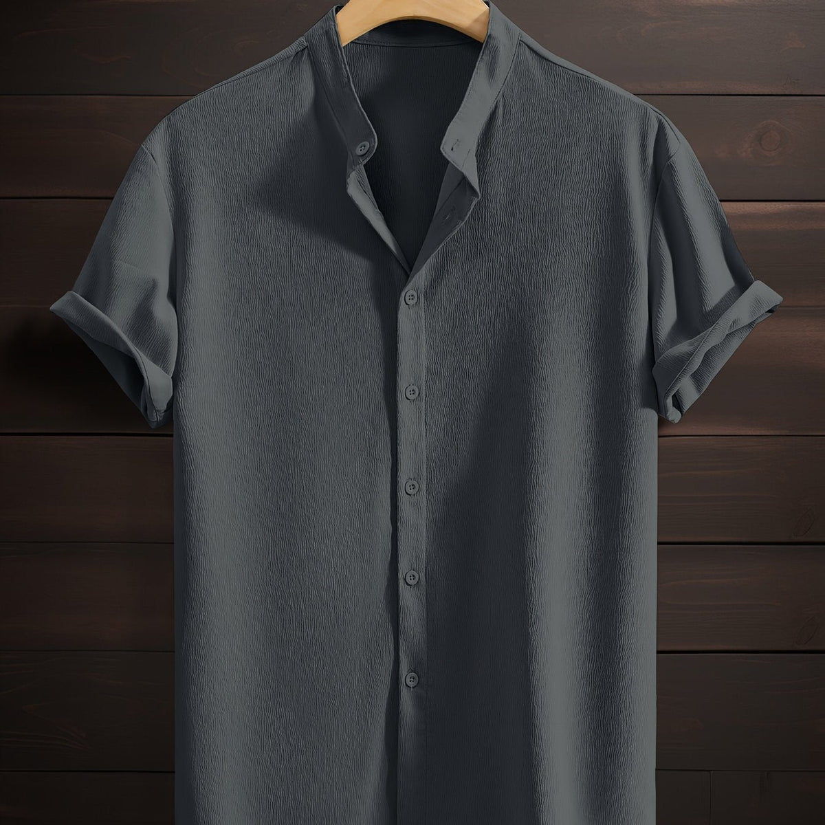 Men&#39;s Casual Breathable Polyester Fiber Stand Collar Shirt - MISSCLAUS