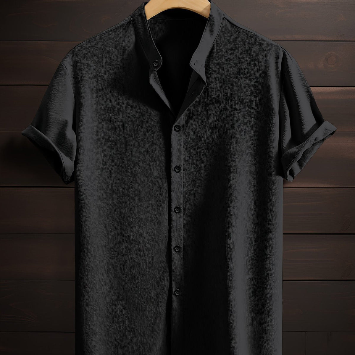 Men&#39;s Casual Breathable Polyester Fiber Stand Collar Shirt - MISSCLAUS
