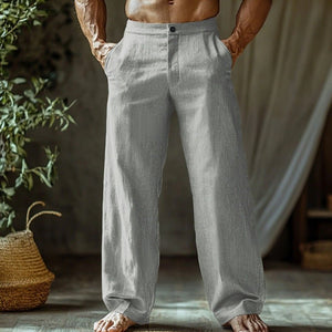 Men's Linen Button Slant Pocket Breathable Trousers - MISSCLAUS