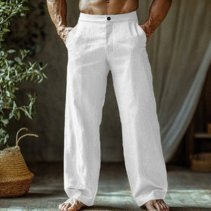 Men's Linen Button Slant Pocket Breathable Trousers - MISSCLAUS