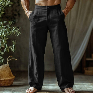Men's Linen Button Slant Pocket Breathable Trousers - MISSCLAUS