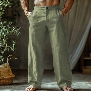 Men's Linen Button Slant Pocket Breathable Trousers - MISSCLAUS